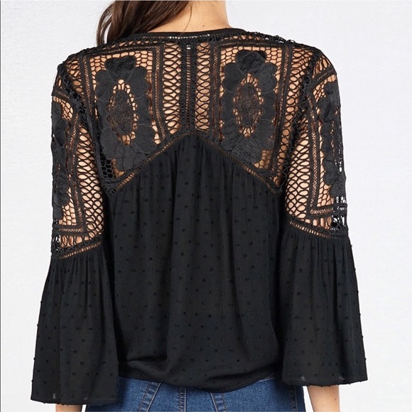 5⭐️ 1 LEFT /MORGAN/ Crochet Lace Tie Front Top - Picture 7 of 8